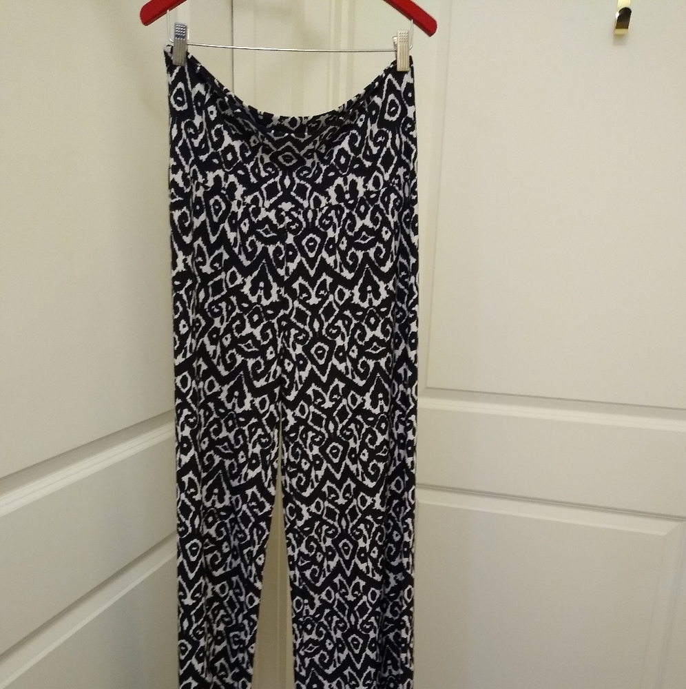 Superline 3x Geometric PLUS Wide Band Wide Leg Palazzo EveryDay Pants